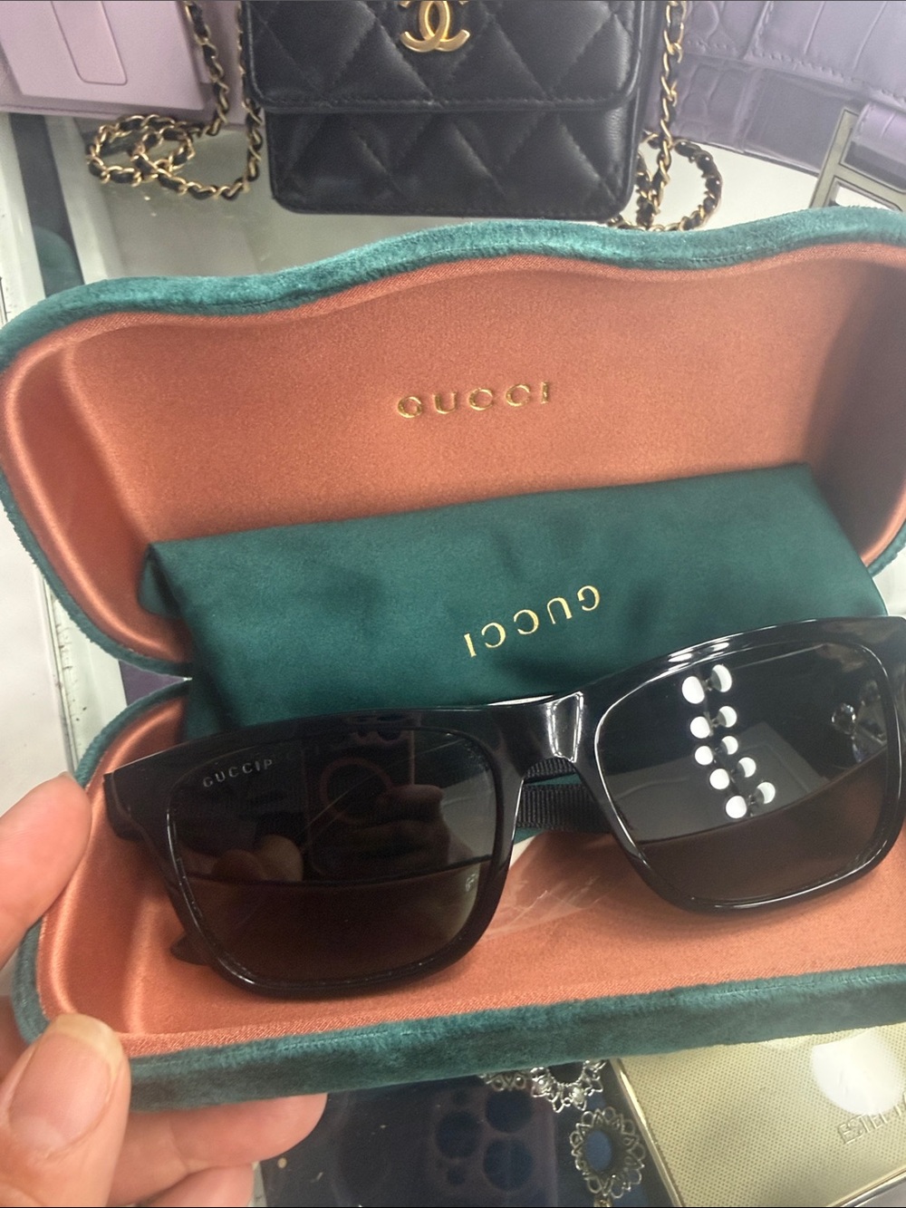 Gucci Black Men's Rectangular Sunglasses